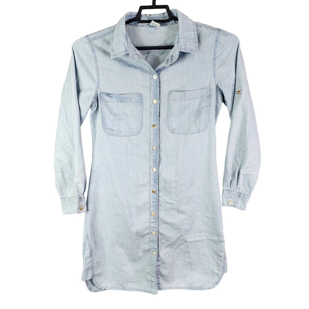 Womens Ellison Blue Denim Shirt Dress Long Sleeve Button Up 100% Cotton Size S